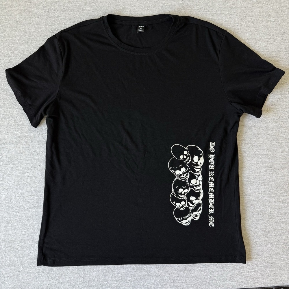 ROMWE Women's Graphic T-Shirt XL Black Gothic Skull Streetwear